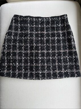 Abercrombie & Fitch Black and White Tweed Plaid Mini Skirt